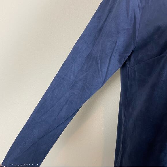 Soft Surroundings Navy Faux Suede Embellished Dress Medium - Picture 4 of 8